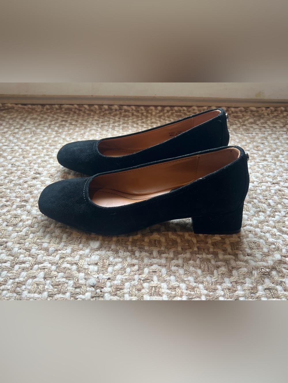 Donald Pliner Rya Pump Classic Black Suede Block Heel Pumps - Women's